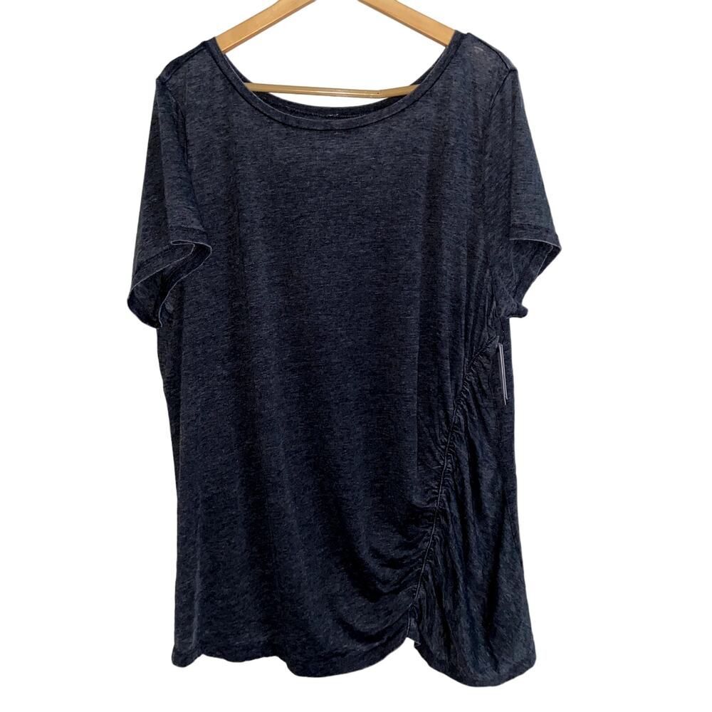 Susina Heathered Gray Rushed Side Top Burnout Women's Size 3X NWT !